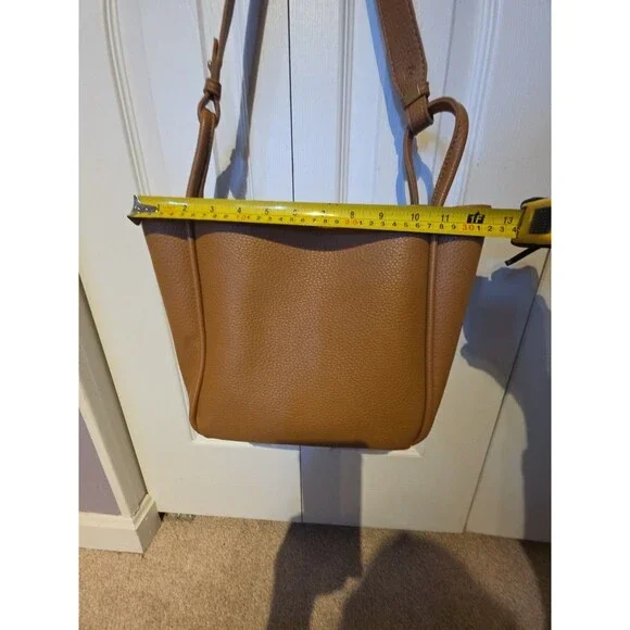 Antik Kraft Soft Vegan Shoulder Tote Detachable Pouch Brown Snap Closure - Picture 8 of 11